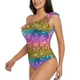 thumbnail image 2 of Easygdp Glitter Rainbow Women's One Shoulder Ruffle Monokini Bathing Suits with Removable Chest Pad, Quick Drying - XX-Large, 2 of 8