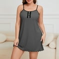 thumbnail image 2 of Zando Plus Size Nightgown for Women - Spaghetti Strap Sleepshirt with Ruffle Hem, Soft Breathable Night Dress Grey 3XL, 2 of 7