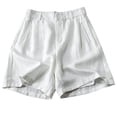 thumbnail image 2 of SwiftWear Women's Cotton Shorts High Waisted Elastic Waist Button Front Wide Leg Shorts with Liner Casual Fashion Summer Shorts, 2 of 5