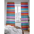 thumbnail image 3 of Red Teal Yellow Stripes Sheer Curtains 2 Panels Set Lines Art Modern Traditional Lihgt Filtering Rod Pocket Voile Drape, Semi Sheer Window Curtains for Bedroom Living Room, 52"x84", 3 of 5