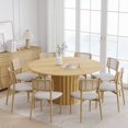 thumbnail image 2 of Dovelina 60" Wooden Round Modern Dining Table for Dining Room Kitchen, Natural Wood, 2 of 9