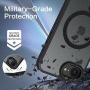 TJS Phone Case for iPhone 17e / iPhone 16e, Magnetic Ring Translucent Protective Cover (Black)