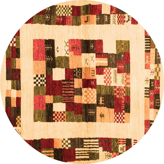 Ahgly Company Indoor Round Abstract Orange Contemporary Area Rugs, 3' Round