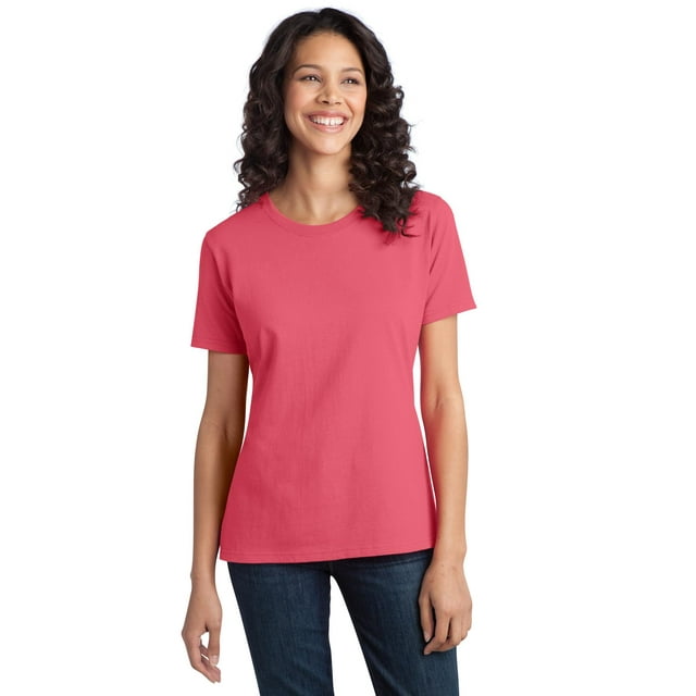 DESCATALOGADO Port & Company - Camiseta de mujer Ring Spun Cotton XS Coral Puerto & Compa??a LPC150