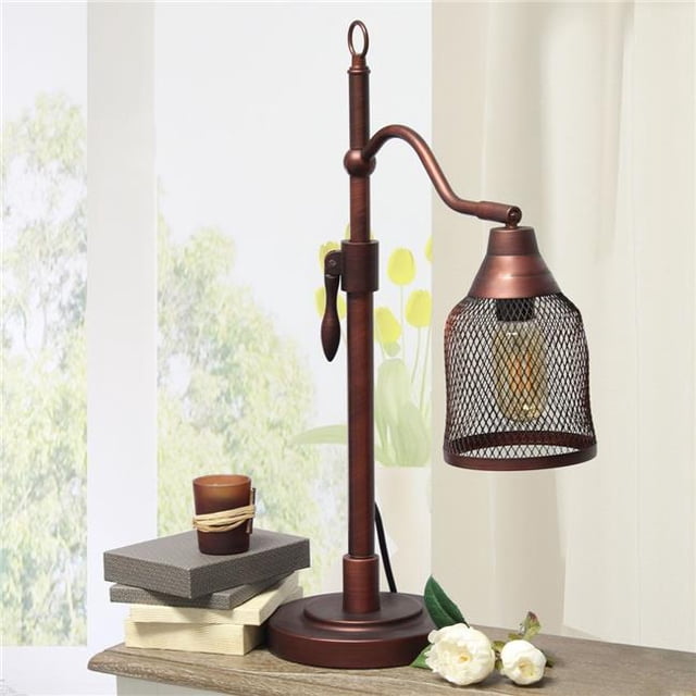All the Rages LT1059-RDB Elegant Designs Adjustable Table Lamp with Metal Netted Shade, Red Bronze