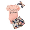 thumbnail image 1 of Lovebay Toddler Baby Girl Summer Outfits Set Tops Bodysuit +Shorts+Headband for 0-2T, 1 of 8