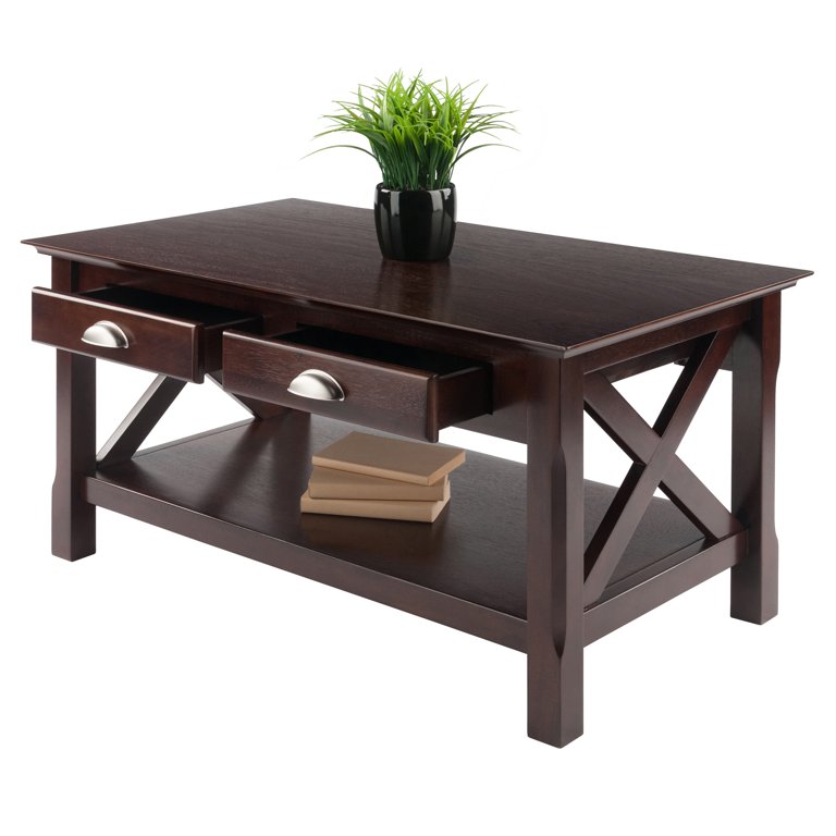 Winsome Wood Xola Coffee Table, Cappuccino, X Panel Design