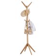 thumbnail image 2 of Coat Rack, Oxkers Coat Rack Stand Wood, Super Easy Assembly NO Tools Required, Free Standing Coat Rack with 4 Tiers, 8 Hooks, Solid Feet, Coat Hanger Stand for Home Office Hall Entryway, 2 of 16