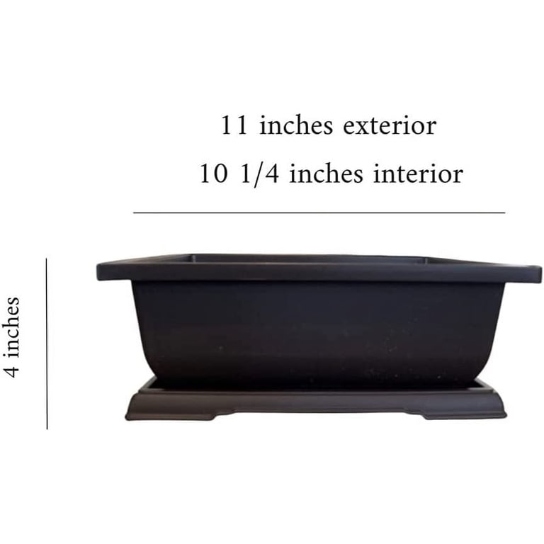3 Bonsai Tree Pots with Drip Tray. XL 11 inch pots with Drain Hole. Great  Gift - Walmart.com