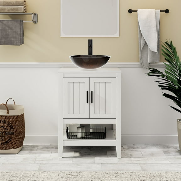 Eclife 24" Freestanding Bathroom Vanity Set with Vessel Sink, without Mirror