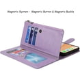 thumbnail image 6 of Wallet Case Compatible with iPhone Xs/X,[6 Card Slots] [Wrist Strap] [Stand Feature] Detachable 2 in 1 Magnetic Zipper Leather Slim Cover Case for iPhone Xs,5.8 inch Purple, 6 of 18