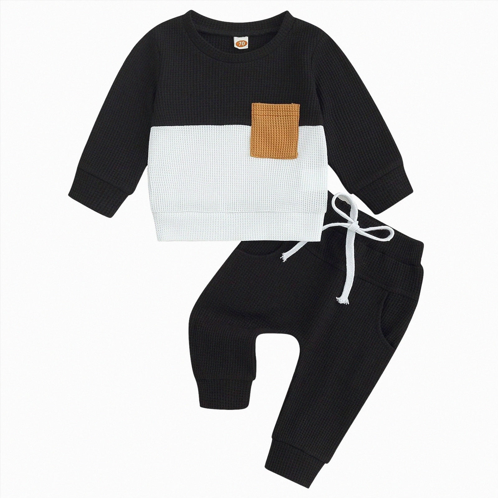 sdbrld 6-9M Infant Thickened 3 Cotton Thermal Pajama Set Warm Long Sleeve Autumn Winter Baby Home Wear Clothes,Sizes 6-12 Months