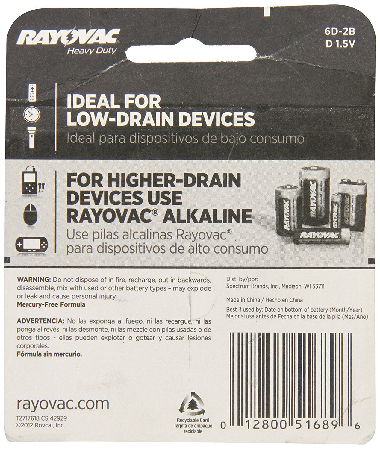Rayovac® Heavy-duty Carded D, 2 Pk