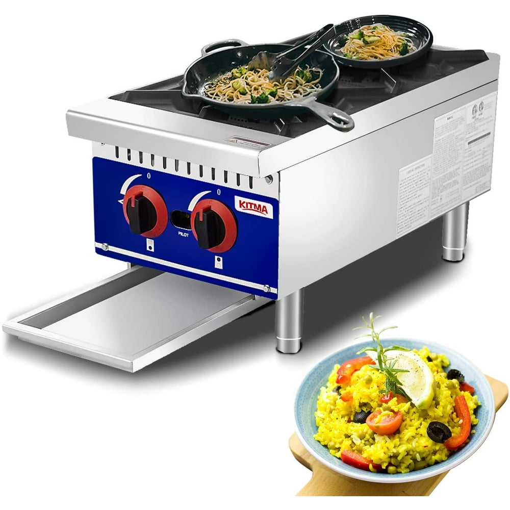 Two Burner Hot Plate Catering Kitchen Natural Gas Range 12 inches 50000