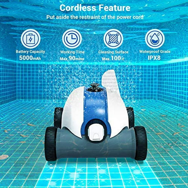 Cordless Robotic Pool Cleaner Vacuum for Above Ground Pools WYBOT Osprey  200 Max