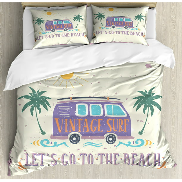 Happy Camper King Size Duvet Cover Set Let S Go To The Beach