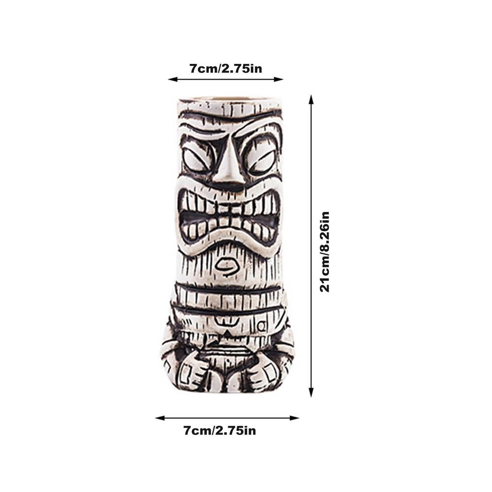 Colorful Tribal Luau Party Bar Drinkware Set of 4-10 oz Ceramic Tiki Mugs 