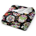 thumbnail image 2 of Day of The Dead Sugar Skull Flannel Fleece Bed Blanket Throw Blanket Lightweight Cozy Plush Blanket for Bedroom Living Rooms Sofa Couch 50"x40", 2 of 4