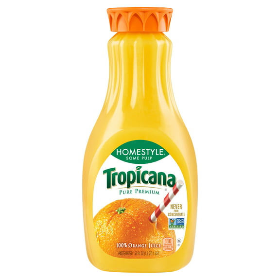 Tropicana Pure Premium, Homestyle Some Pulp 100% Orange Juice, 52 oz Bottle