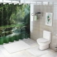 thumbnail image 7 of Chilfamy  Nature Shower Curtain, Tropical Forest Foliage Cascade Rainforest Relaxing National Park Image, Cloth Fabric Bathroom Decor Set with Hooks,Hunter Green Brown White, 7 of 7