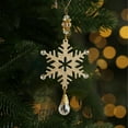 thumbnail image 2 of EazyTech Crystal Snowflake Christmas Tree Pendant Ornament Intricate Champagne Hanging Decor for Holiday Ambiance, Festive Scene Props, and Winter New Year Party Decoration 1PC, 2 of 7