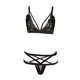 thumbnail image 3 of VISgogo Conjunto de lencería de mujer de 2 piezas, sujetador de tiras sin mangas con cuello en V de encaje transparente + traje de espalda en T con correas cruzadas para niñas, negro VISgogo moda, 3 of 9