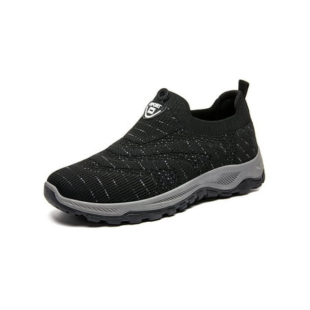

Rockomi Mens Slip On Running Shoes Athletic Walking Shoes Gym Trainers Sneakers Black 6