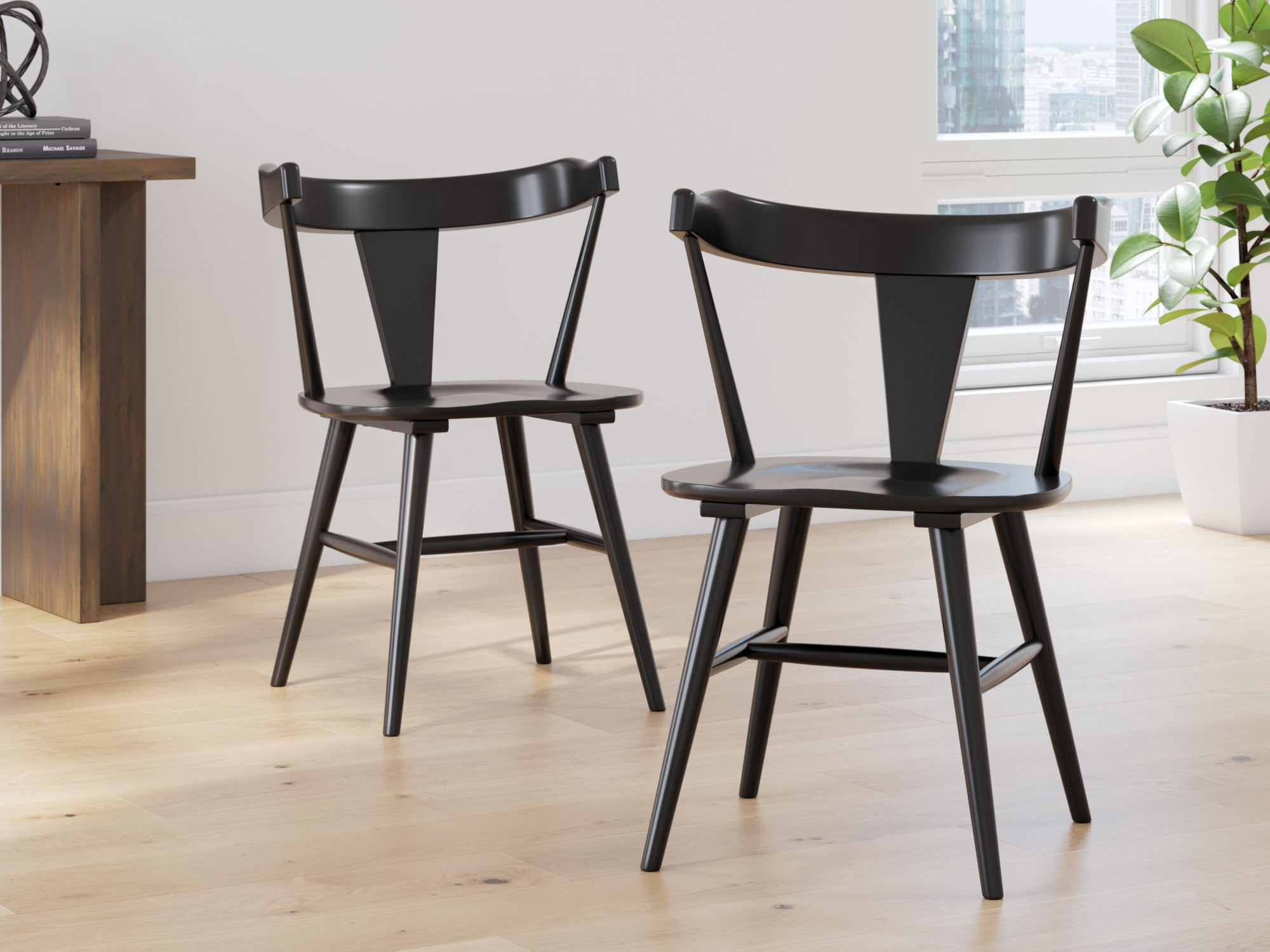 Signature Design by Ashley Gretlynn Modern Dining Chairs with Wraparound Back, Set of 2, Black