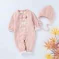 thumbnail image 6 of Onesies Boy Baby Cotton Leisure Romper Long Sleeve Jumpsuit With Hat Baby Onsies Pink 3 Months-6 Months, 6 of 7