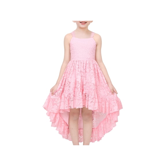 Girls Dress Floral Lace Hi-lo Strap Summer Sundress Princess 6 Years