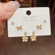 thumbnail image 1 of Pendientes cortos con microincrustaciones de circonitas y aguja de plata S925, pendientes de pelo corto, pendientes elegantes japoneses y coreanos de tres piezas, sencillos y combinables para mujer, 1 of 6
