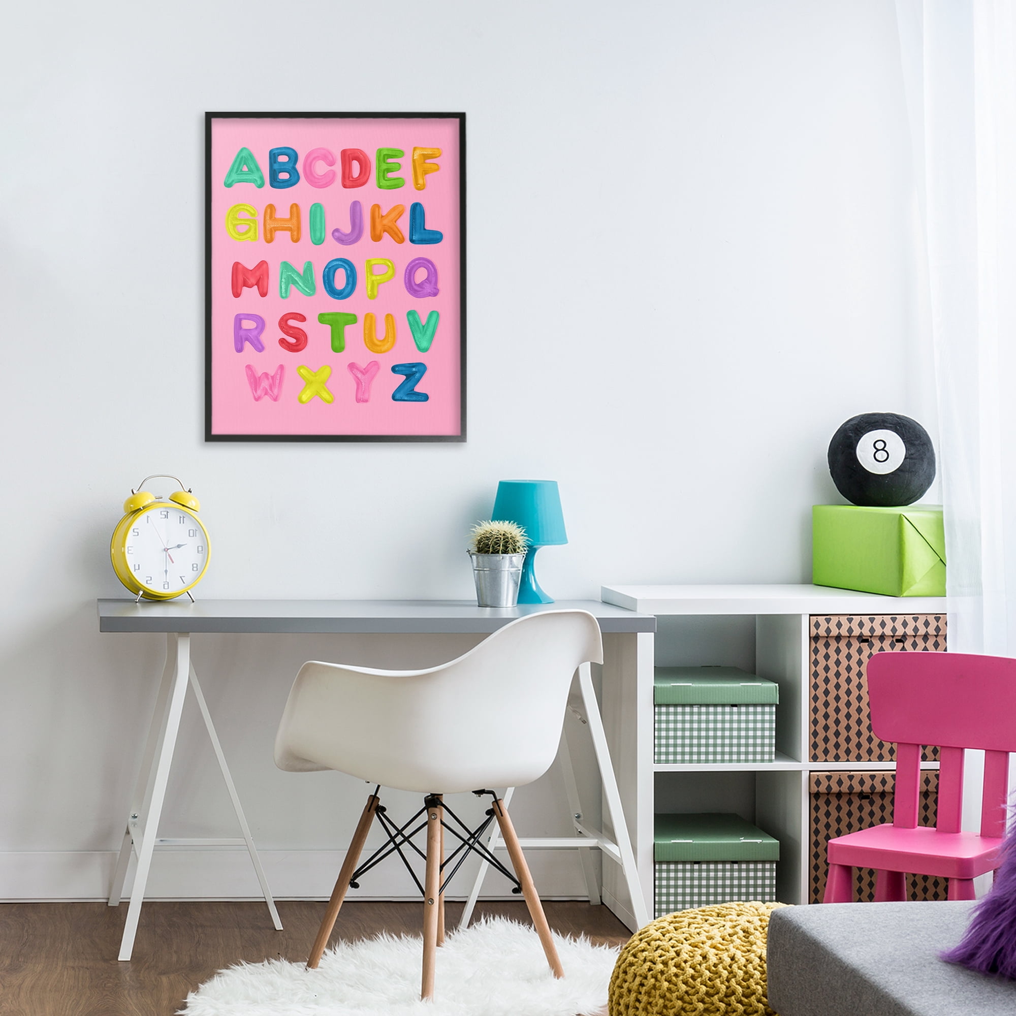 Stupell Industries Gummy Alphabet over Pink Black Framed Giclee Art, design by LISH Creative