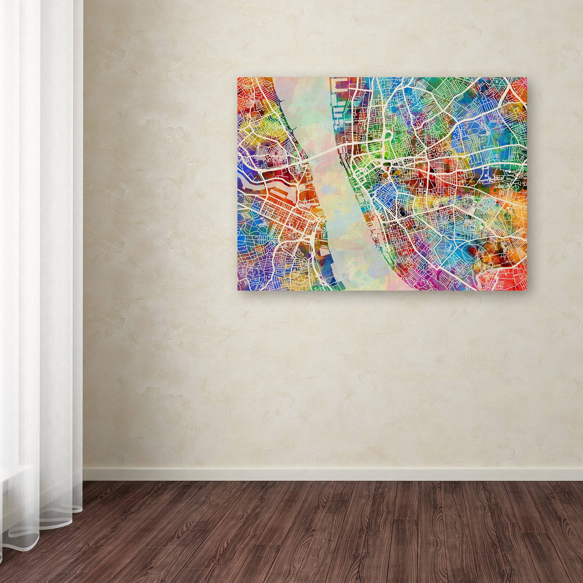 Trademark Fine Art "Liverpool England Street Map" Canvas Art by Michael Tompsett