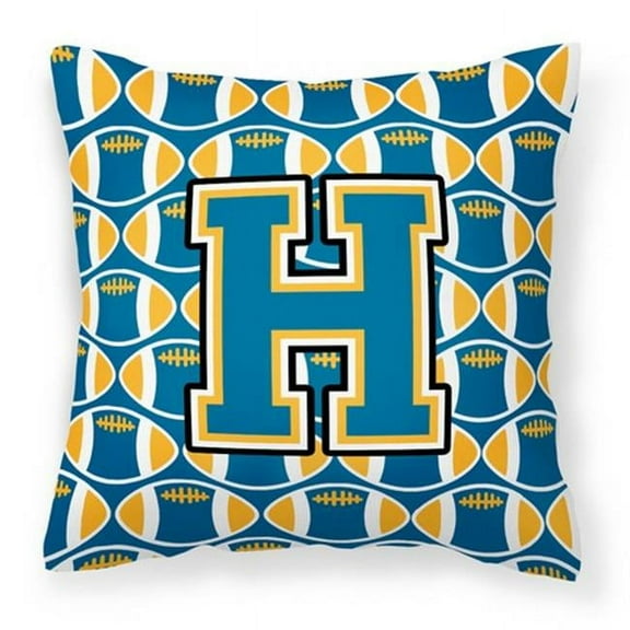 Letter H Football Blue & Gold Fabric Decorative Pillow - Blue & Gold - 14in. H x 3in. W x 14in. L