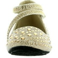 thumbnail image 3 of Link KD-01KM Gold Girls Cute Rhinestone Ballet Ballerina Flats, 3 of 4