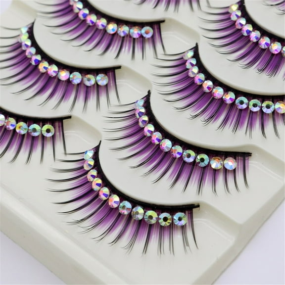 OVINYER Eyelashes With Rhinestones Thick Eyelash Reusable Lashes Wispy And Light