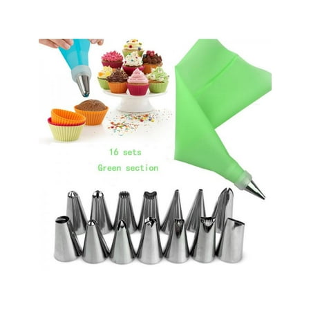 Topumt 16pcs Set Cake Decorating Kit Supplies Flower Icing Piping