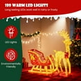thumbnail image 6 of Nextay Lighted Christmas Reindeer & Santa Sleigh Set, 180 Warm LED Lights, Durable Build for Indoor & Outdoor Use,Gold-Red, 6 of 9