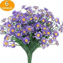 Sinhoon 6 Bundles Artificial Daisy Mums Flowers Outdoor Fake Fall Flowers for Decoration No Fade Faux Plastic Flower Garden Window Box Decor