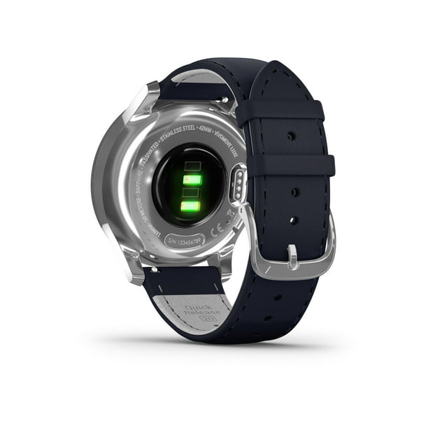 Garmin vivomove Luxe HR Hybrid GPS Smartwatch and Fitness Tracker with Leather Band Navy Walmart