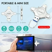 iDiskk MFi Certified 4 in 1 Photo Stick 128GB Flash Drive for Photo & Video Backup, File Save & Transfer, USB & Multiport Connection