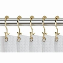 Deco Flat Double Roller Shower Curtain Hooks, Gold - Set of 12