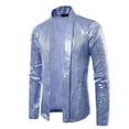 thumbnail image 3 of JXMVOJ Mens Sequin Coat Suit Jacket Party Show Tux Dress Coat Hatless Casual Loose Coat, 3 of 4