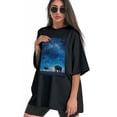 thumbnail image 3 of Plus Size Shirt for Women Oversized Black Tops for Women Short Sleeves Shirt for Women Elephant And Sky T Shirt Crewneck Shirt for Women M, 3 of 5