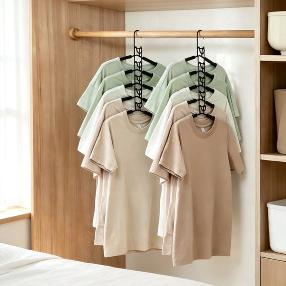 2 Pack 5 in 1 Multi-Layer Magic Clothes Hangers with Foam Padding, Heavy-Duty Detachable Closet Organizer Space-Saving Coat Pants Rack for Home Wardrobe Storage