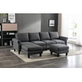 thumbnail image 2 of Modular Sectional Sofa, Chenille Fabric U Shaped Couch with Ottomans & Soft Sponges, Reversible Comfy Sectional Couches for Living Room, Charcoal Grey, 2 of 9