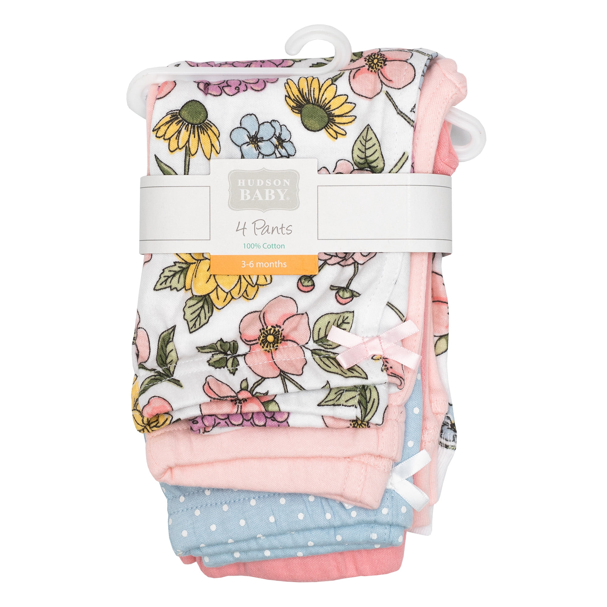 Hudson Baby Girl Cotton Pants and Leggings, Vintage Blossom, 9-12 Months