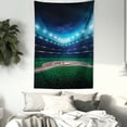 thumbnail image 3 of Baseball Tapestry, Professional Baseball Field at Night Vibrant Playground Stadium League Theme Print, Wall Hanging for Bedroom Living Room Dorm Decor, 60W X 80L Inches, Green Blue, by Ambesonne, 3 of 5