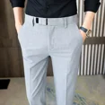 thumbnail image 2 of Pantalones de traje para hombre, 9 pantalones de trabajo recortados, de oficina, de verano, rectos, ajustados, para uso social, de sastrería, de negocios, formales, vintage, 2 of 5