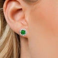 thumbnail image 3 of Gem Stone King 925 Sterling Silver Stud Earrings Round Created Emerald Moissanite (2.42 Cttw), 3 of 6